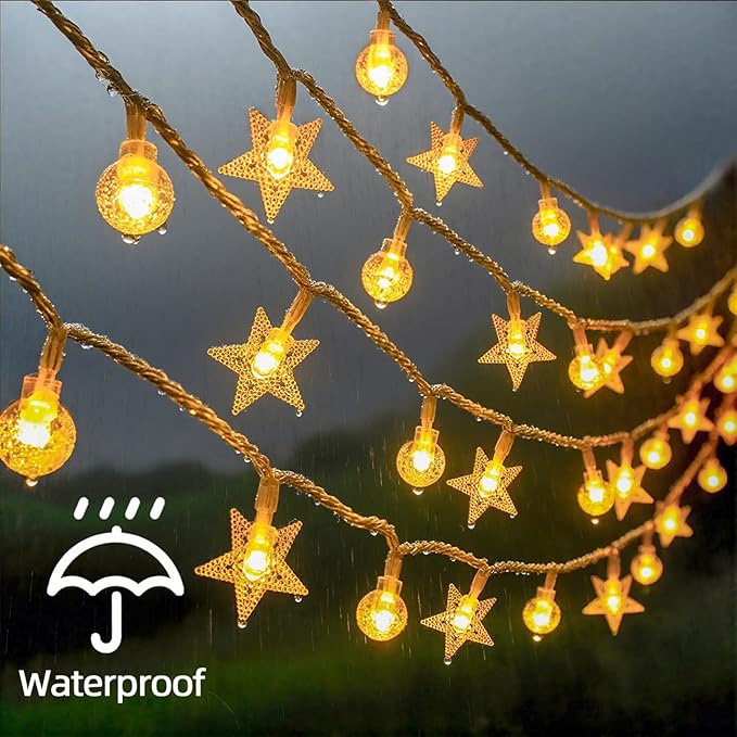 Crystal Globe & Star String Lights Plug in - 72 FT 160 LED Star Fairy String - Image 3