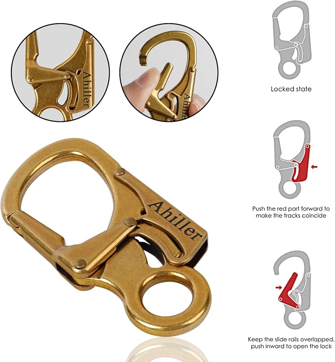 Ahiller Carabiner Clip, Double Anti-Misopening Locking Design, Key Ring Clip - Image 3