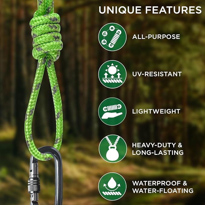 TECEUM Rope – 150 Feet x 1/4 Inch – Green Gray – Strong All-Purpose Utility - Image 4