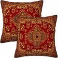 Red Oriental Persias Couch Pillow Covers 18 X 18 Boho Set of 2 Pillowcases by Unknown