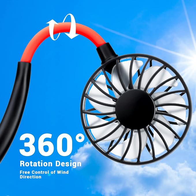 Portable Neck Fan Rechargeable Personal HandFree Fan Mini USB Wearable Neckband - Image 2