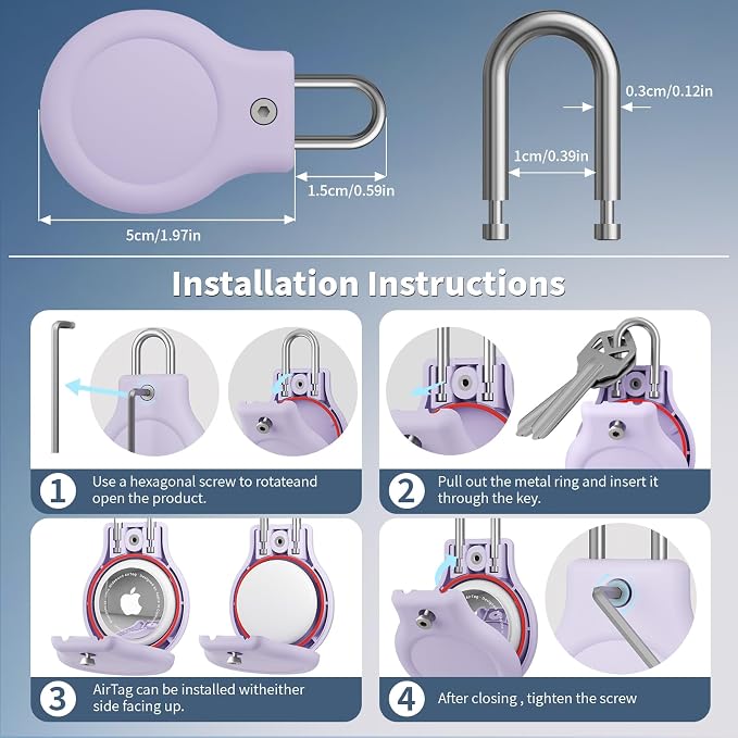 for AirTag Holder with 304 U-Shaped Lock, 4 Pack IPX8 Waterproof PC Hard Case - Image 3