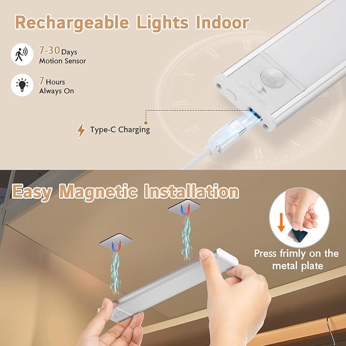 Under Cabinet Lighting Wireless, Dimmable Closet Lights Battery Operated - Image 4