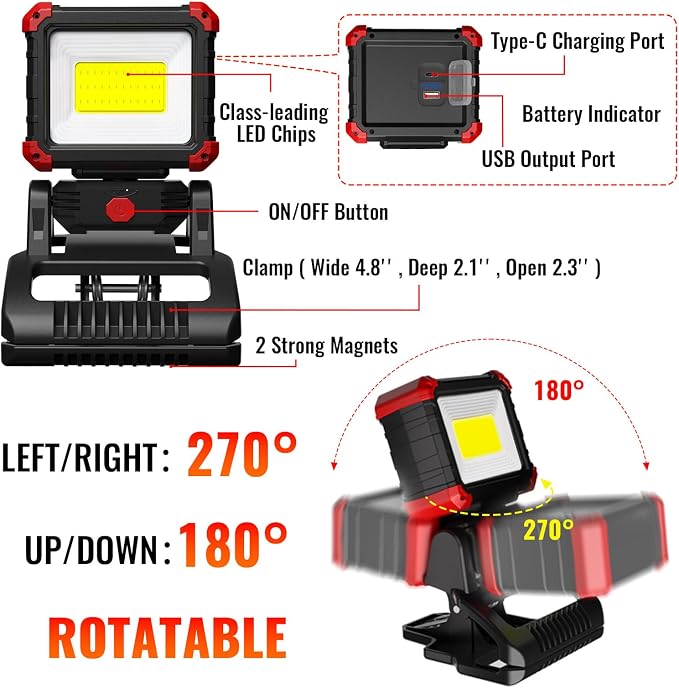 Easymaxx LED Rechargeable Work Light - Image 5
