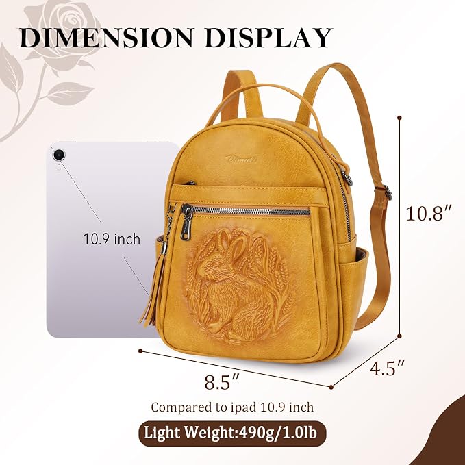 Mini Backpack Purse for Women, Embossed Leather Small Backpack Fashion Travel - Image 3