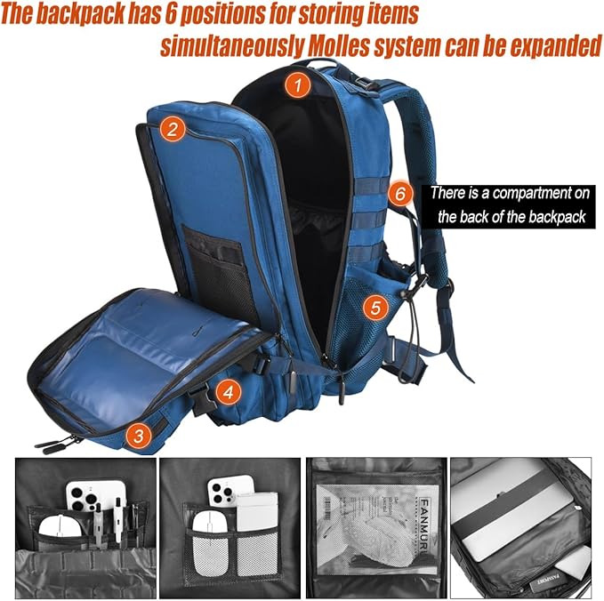 45L Tactical Backpack for Men Women, Military Assault Pack - Image 4