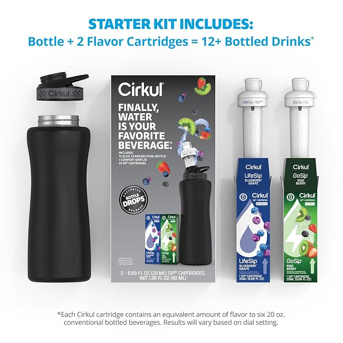 Cirkul 32oz. Matte Black Stainless Steel Water Bottle Starter Kit - Image 3