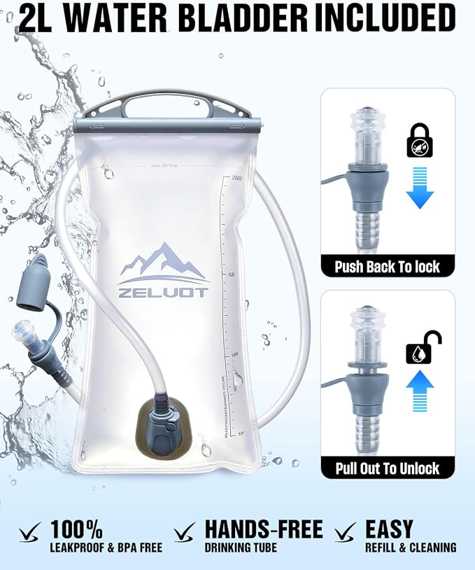 Zelvot Running Vest with 2L Water Bladder, Hydration Backpack, U.S. Original - Image 7