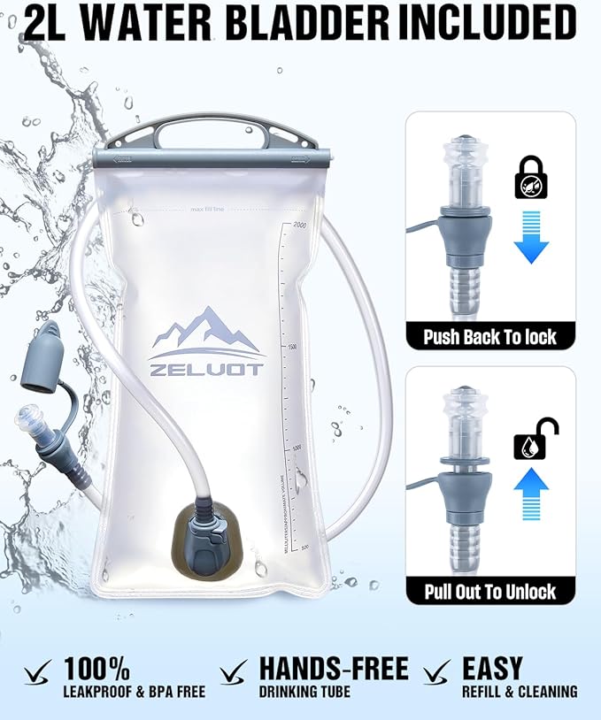 Zelvot Running Vest with 2L Water Bladder, Hydration Backpack, U.S. Original - Image 6