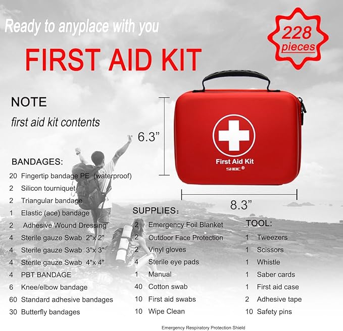 Compact First Aid Kit Designed for Family Emergency Care. Waterproof EVA Case - Image 2