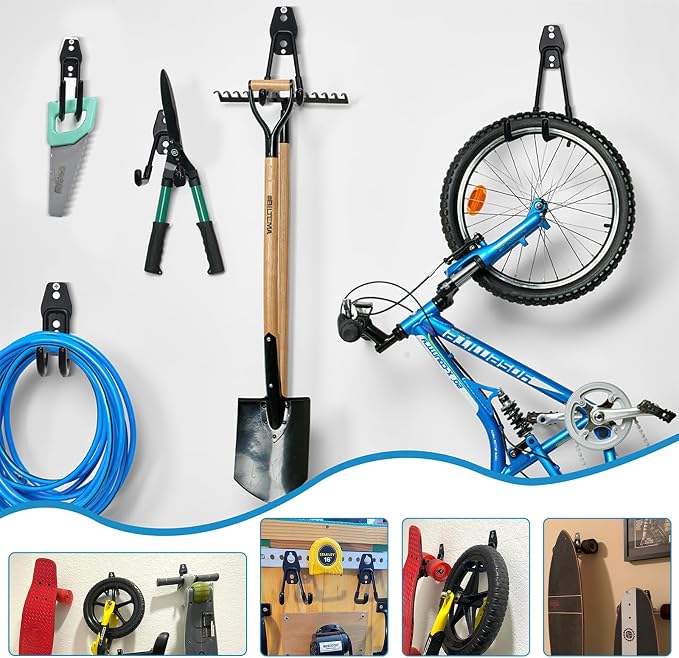 GeeWatom 2 Pack Garage Storage Utility Hooks，Garage Garden Tool Organizer，Steel - Image 8