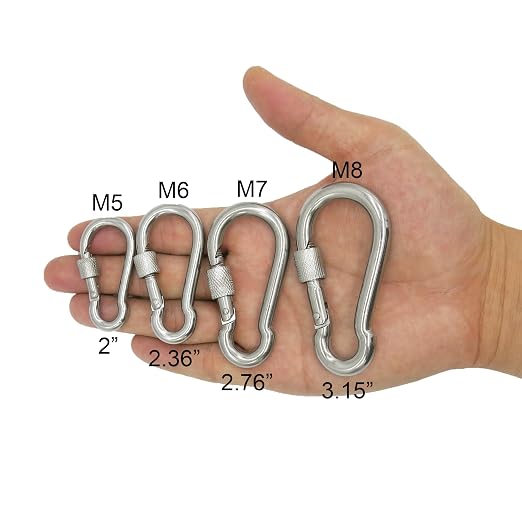 304 Stainless Steel Carabiners -2.76 inch Heavy Duty, Durable & Rust-Free Clips - Image 4