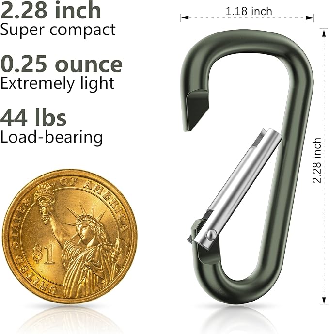sprookber 2.28" Small Carabiner Clip Keychain, D Ring Caribeaner Clip, Key Clip - Image 2