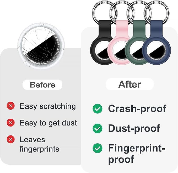 Linsaner Holder for AirTag 2nd Gen & 1st Gen, Silicone Case Keychain Key Ring - Image 6