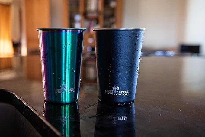 Stainless Steel Cups - 16 oz Pint Tumbler - Premium Metal Drinking Glasses | - Image 9