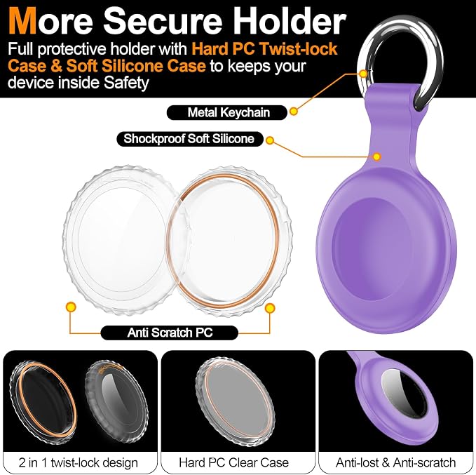 1|2|4Pack for Apple AirTag Holder, for Air Tag 2nd &1st Genaretion, Waterproof - Image 3