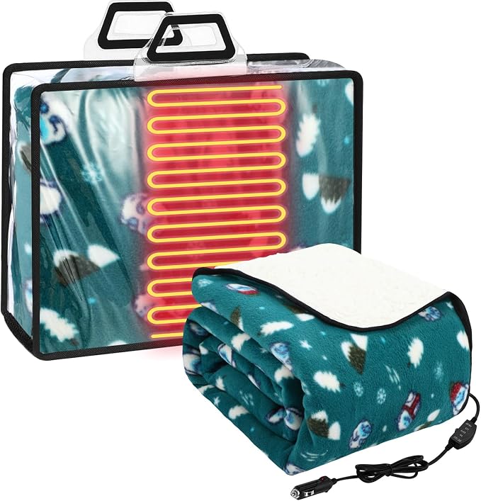 Riakrum 12V Car Heated Blanket for Cold by Riakrum