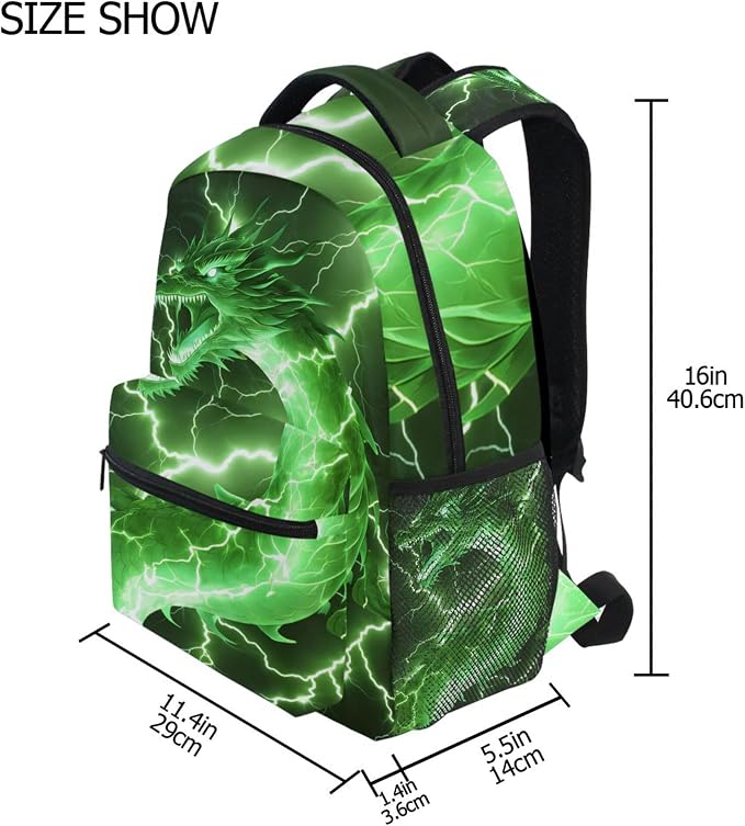 Wamika Dragon Backpack for Boys Girls Cool Green Fire Dinosaur Kids Backpacks - Image 8
