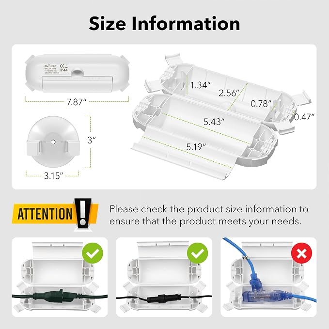 Outdoor Extension Cord Safety Cover, BN-LINK Outdoor Plug Protector Waterproof - Image 2
