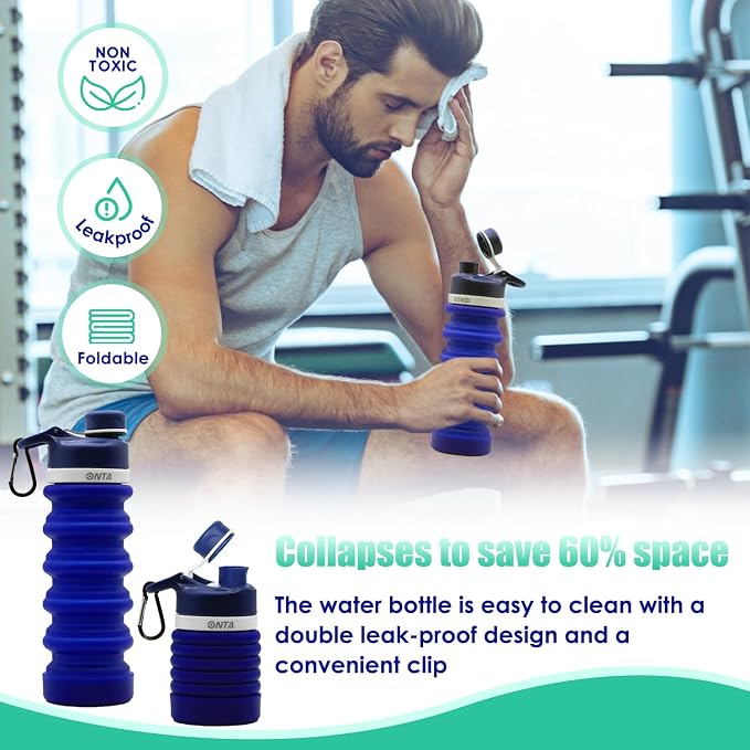 ONTA Collapsible BPA Free Silicone Water Bottle, 20oz - Image 4