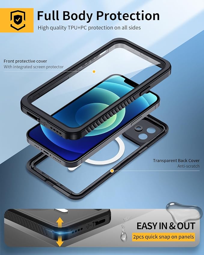 Lanhiem for iPhone 12 Magnetic Case, IP68 Waterproof Dustproof Case - Image 4