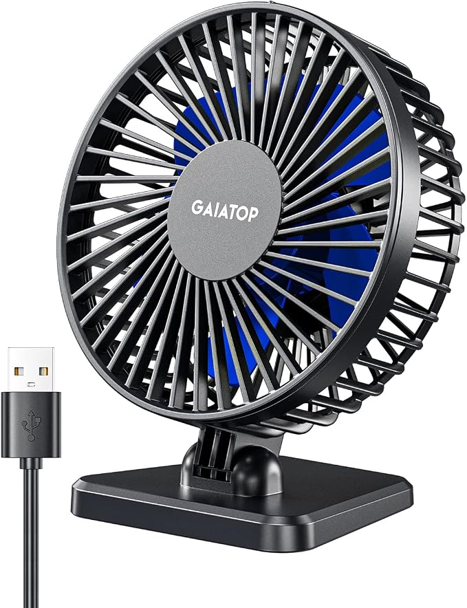 Gaiatop USB Desk Fan, Small But Powerful, Personal Portable Quiet 3 Speeds by GAIATOP