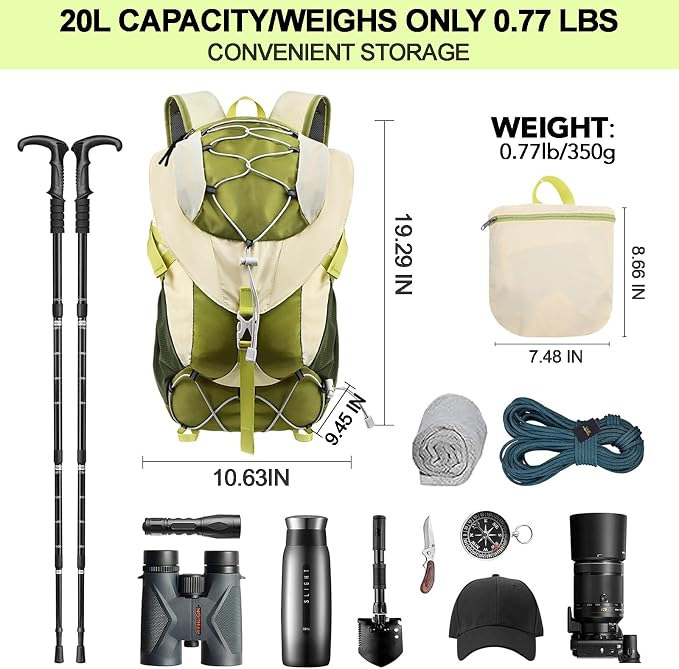 Seektop Ultra Lightweight & Packable Hiking Backpack 20L, Water-Resistant - Image 5
