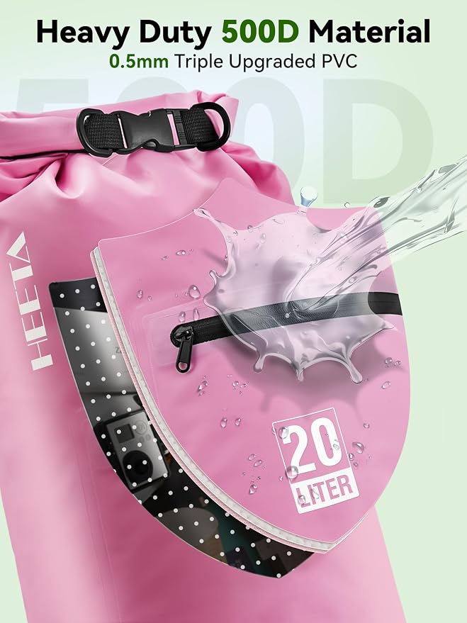 HEETA Waterproof Dry Bag with Front Zippered Pocket - Image 4