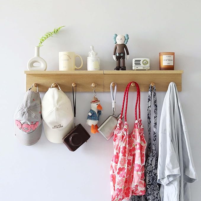 Entrance Coat Rack ，Coat Hooks, Wall-Mounted Wooden Hook Rack, Wall-Mounted by CreatedOn2005