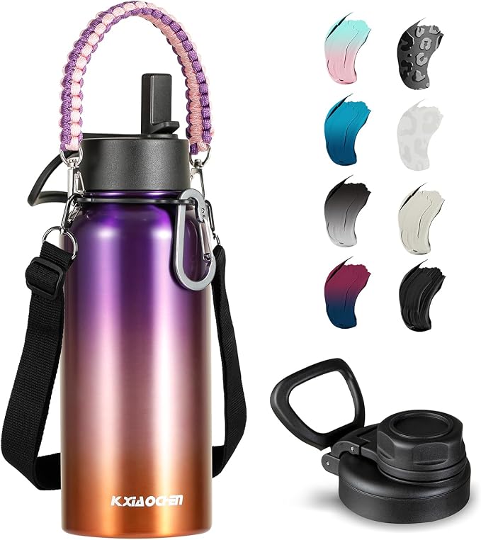 KXIAOCHEN Insulated Water Bottle, Stainless Steel Water Bottle, 2 Lids by KXIAOCHEN