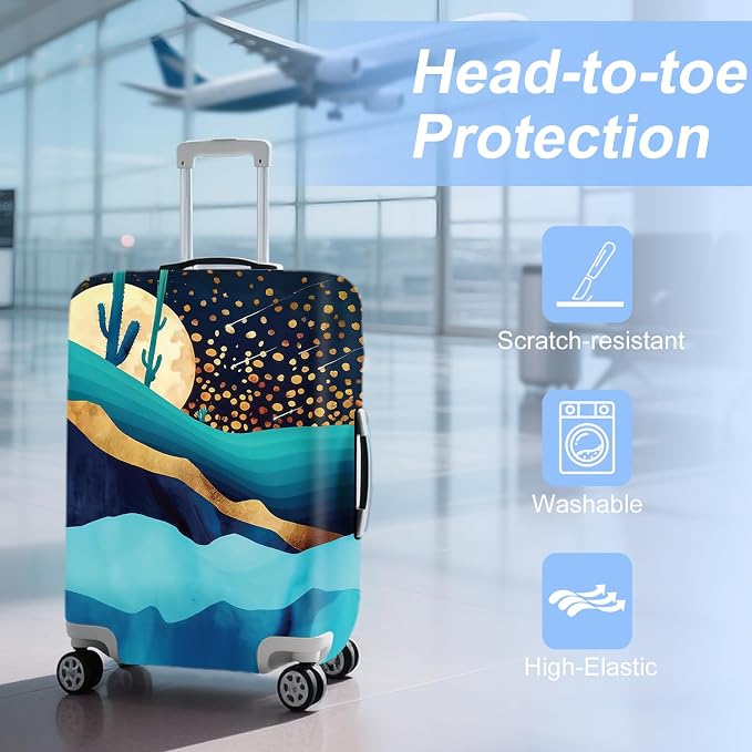ANNA QUEEN Boho Night Desert Travel Luggage Cover -Stretchable Airplane - Image 3