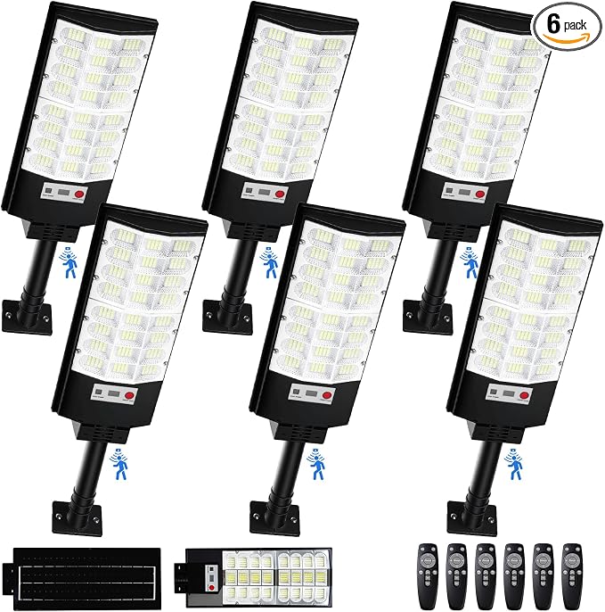 Solar Lights Outdoor Waterproof, 12000LM 6500K LED Dusk to Dawn Solar Street by IlluminateYourWorld