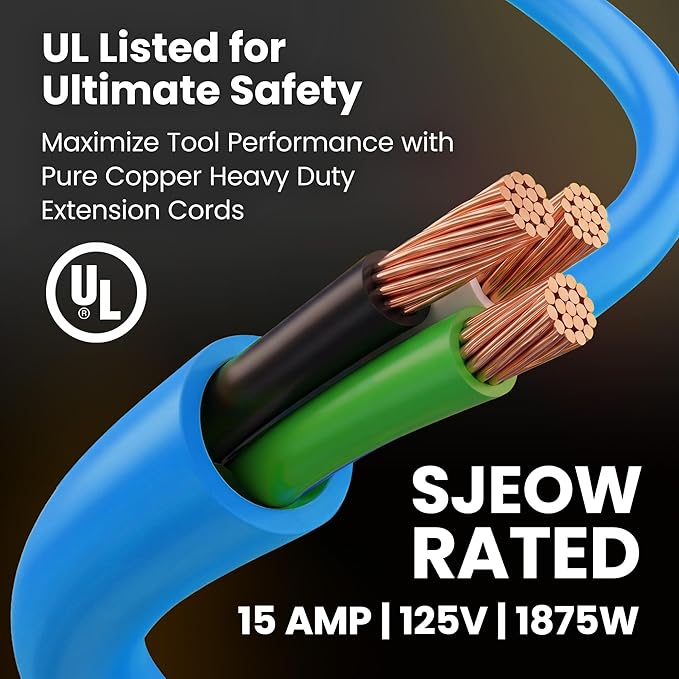 GEARit 100 Ft Extension Cords 14/3 Gauge Outdoor/Indoor SJTW 14 AWG 3 Prong - Image 2