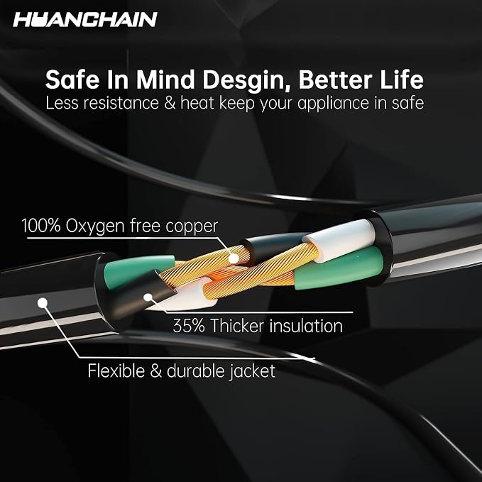 HUANCHAIN 16/3 100 Ft Outdoor Extension Cord Waterproof, 16 Gauge Flexible - Image 3