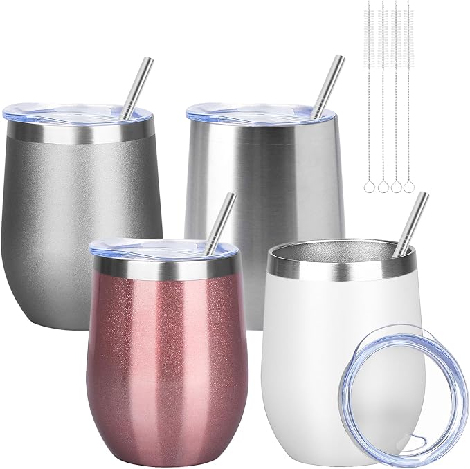 12oz/4 Pack Wine Tumbler Glasses by YEBTSLife