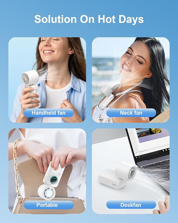 Handheld Turbo Fan with Ice Cooling, High Speed Personal Fan, Neck Fan - Image 7