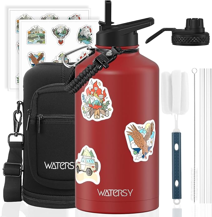 87oz Insulated Water Bottle, BPA Free&Leak Proof, 1.5 Gallon Stainless Steel by Watersy