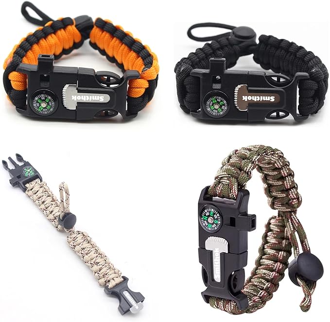 Smithok Paracord Survival Bracelet-Length Adjustable, Loud Whistle Emergency by Smithok