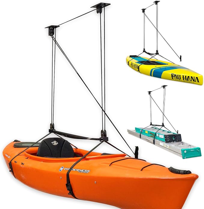 StoreYourBoard Kayak and Canoe Ceiling Hoist – Overhead Garage Storage Rack by StoreYourBoard