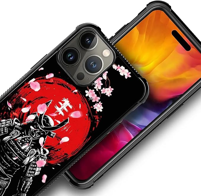 for iPhone 15 Pro Case, Sakura Japanese Samurai Pattern Graphic Design Girl Boy - Image 4