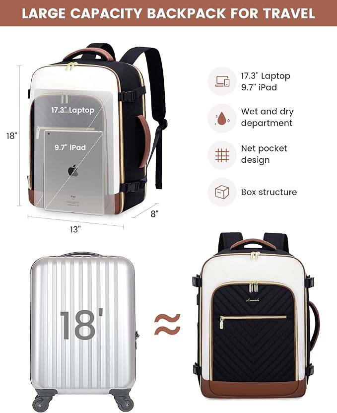 LOVEVOOK Large Travel Backpack for Women, TSA Carry on Backpack for Airplanes - Image 5