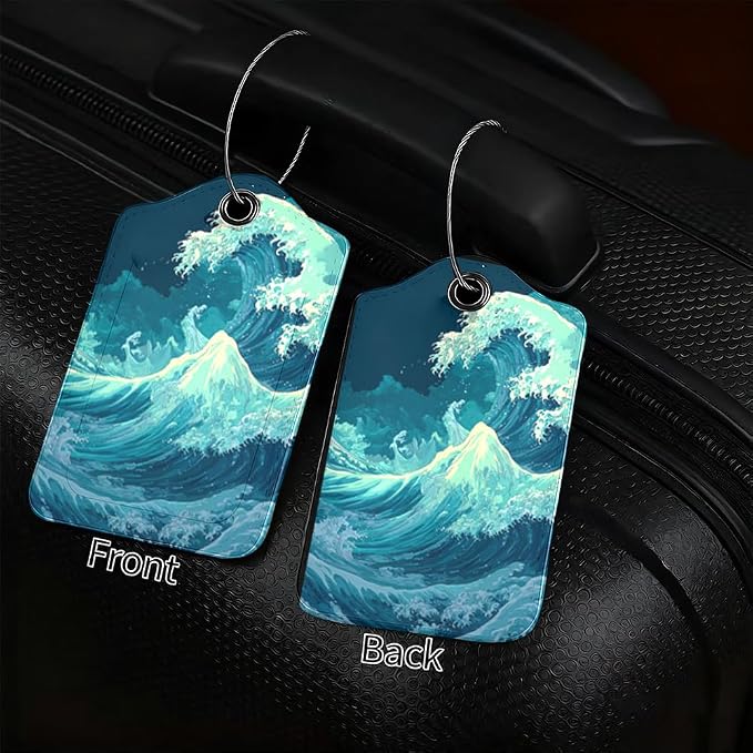 2Pcs Deep Ocean Blue Luggage Tags - Image 2