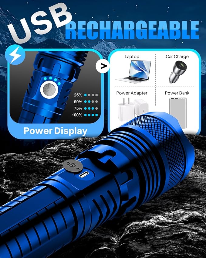 Victoper Blue LED Flashlights, High Powered High Lumens Super Bright Tactical - Image 7