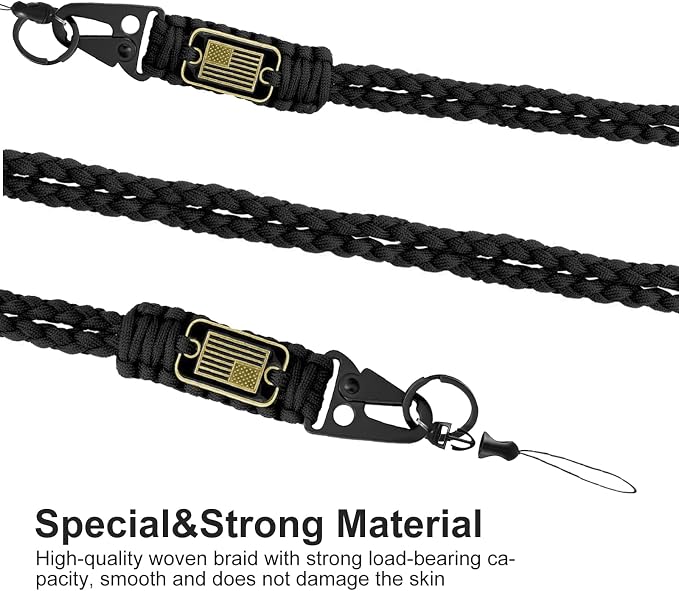 Paracord Key Lanyard for Men Black Neck Lanyard for Keys - Image 3