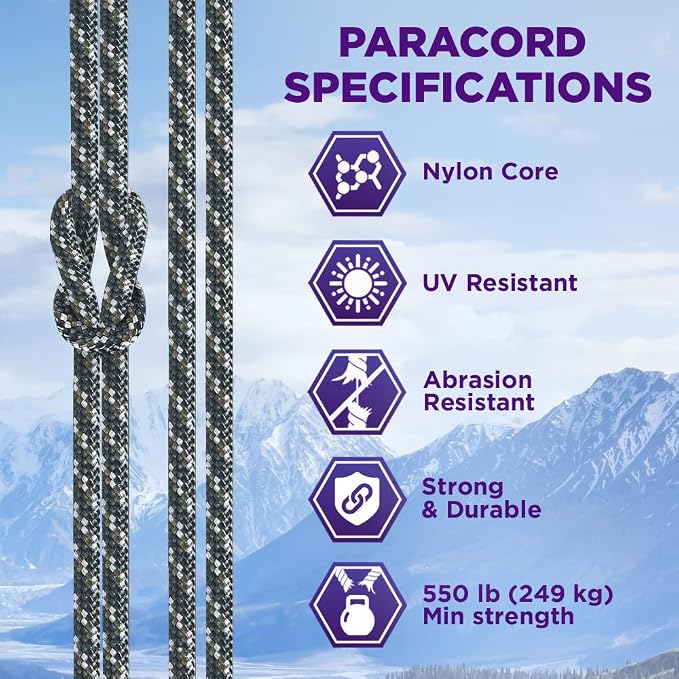 TECEUM Reflective Paracord Rope 1000 – 1000ft/200ft/100ft/50ft – 40+ Colors – - Image 3