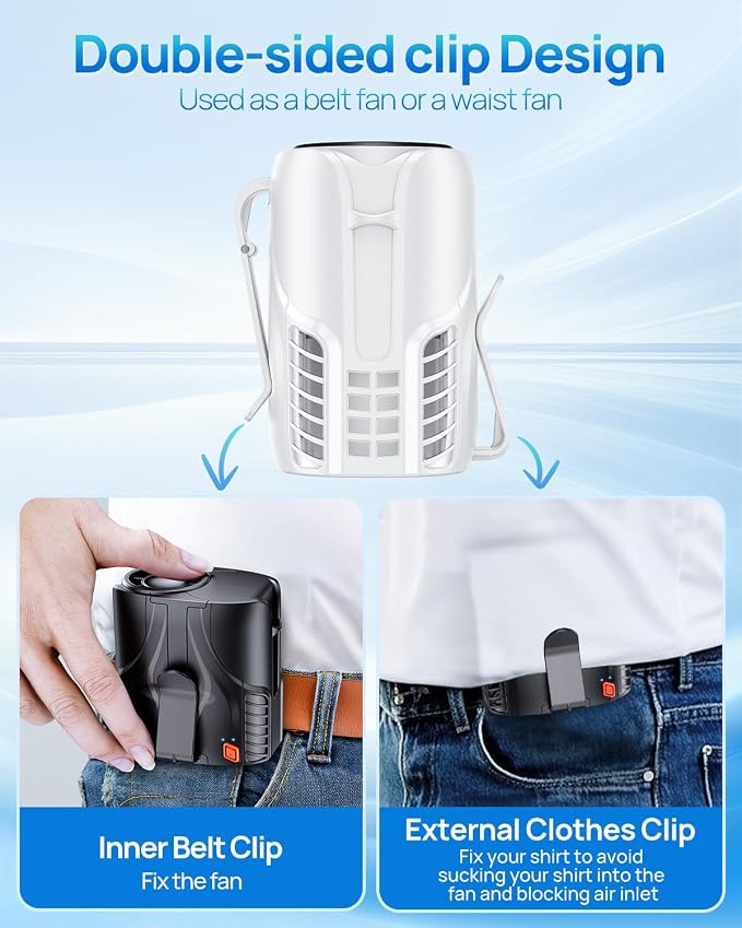 Portable Personal Waist Fan& Neck Fan, 14000RPM Brushless Motor, 40H Runtime - Image 6