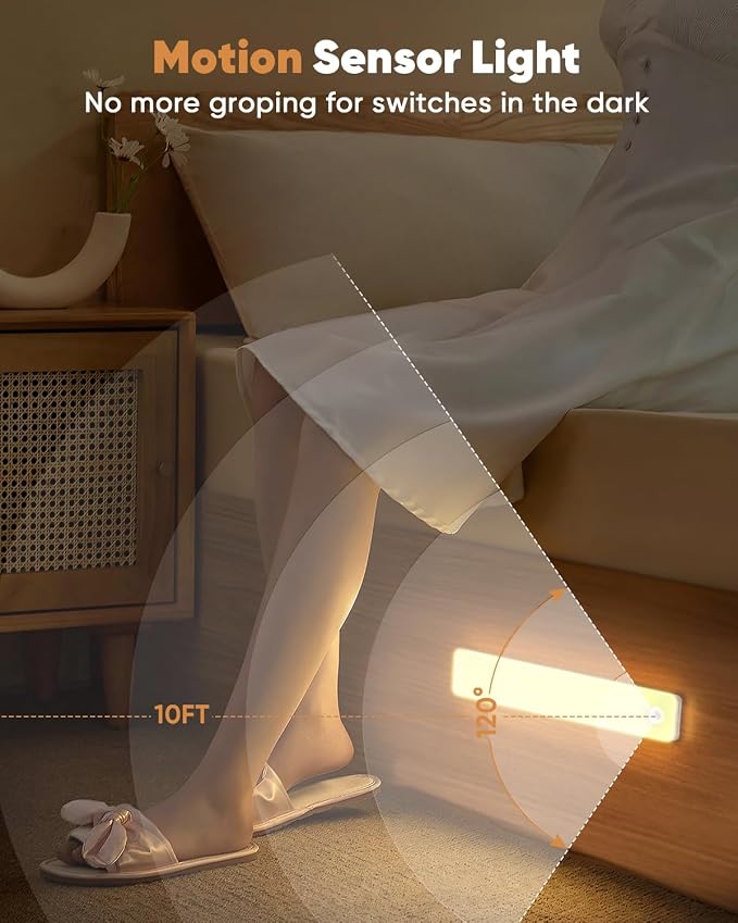2 Pack Under Cabinet Lighting, Motion Sensor Light Indoor, Rechargeable Closet - Image 4
