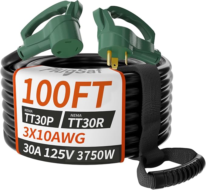 PlugSaf 100 FT 30 Amp RV Extension Cord Outdoor by PlugSaf
