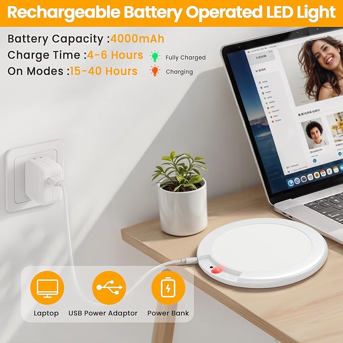 SunRider 2-Pack Rechargeable Motion Sensor LED Ceiling Light - Image 4