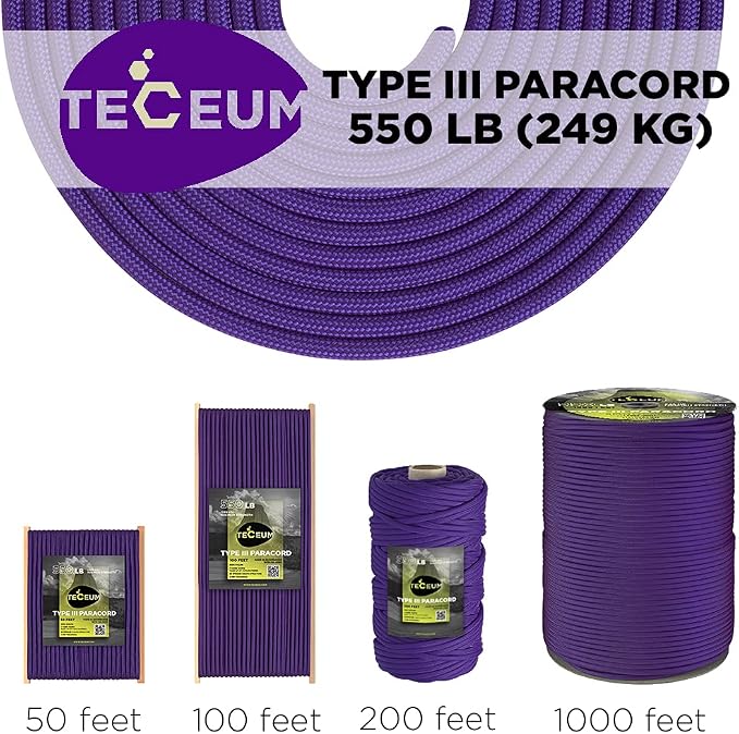 TECEUM 5/32" Paracord Rope 1000 – 1000ft / 200ft / 100ft / 50ft – Tactical - Image 9